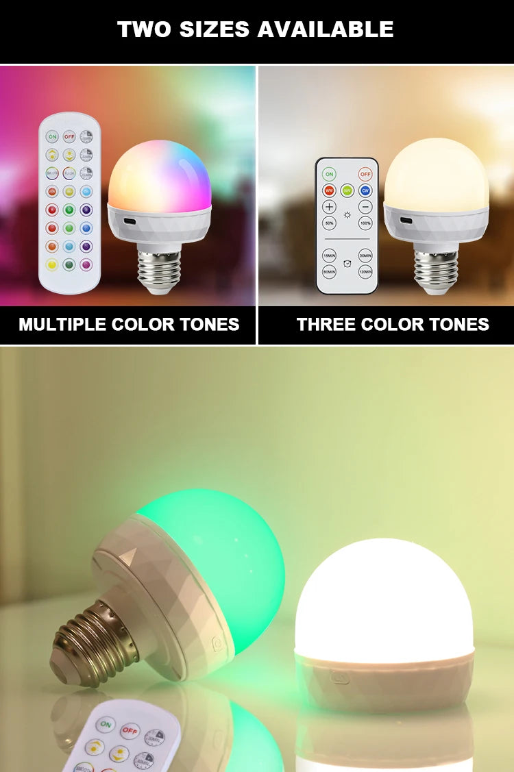 RGB LED Light Bulb USB 5V Charging Smart Remote Control Dimmable For Bedroom Bedside Living Room Bar LED Lighting Fixtures