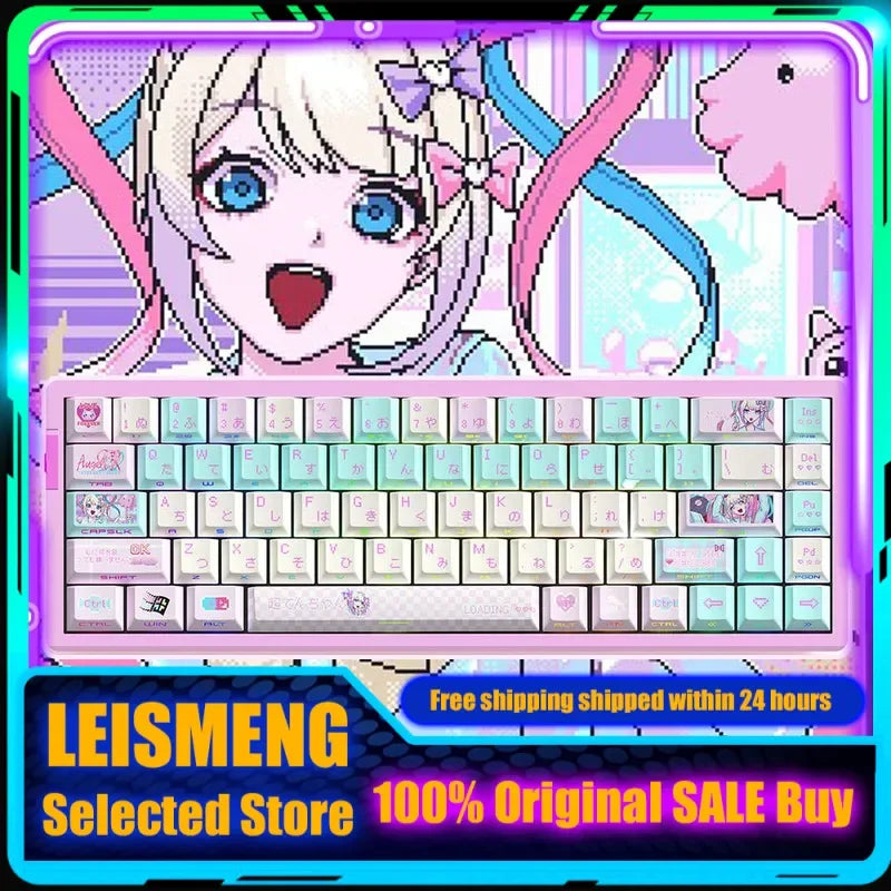 Needy Streamer Overload Rain Themed Anime Cute Keycaps Mechanical Keyboard Custom PBT Keycap PC Gaming Keyboard Accessories Gift