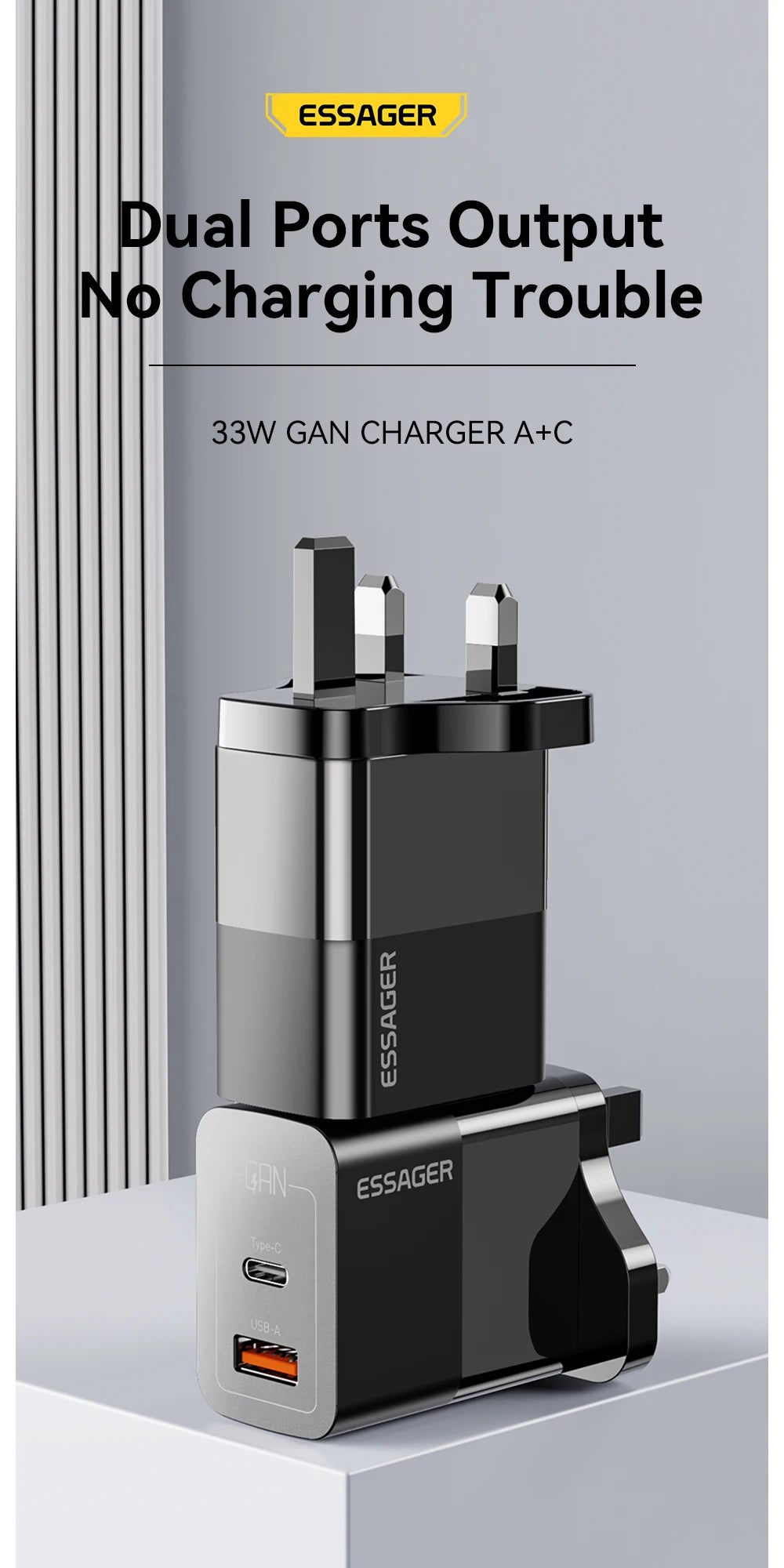 Essager USB C Charger 33W GaN Type C PD Fast Charging For iPhone 14 13 12 11 Pro Max XS 8 P For iPad Pro Air iPad Mini