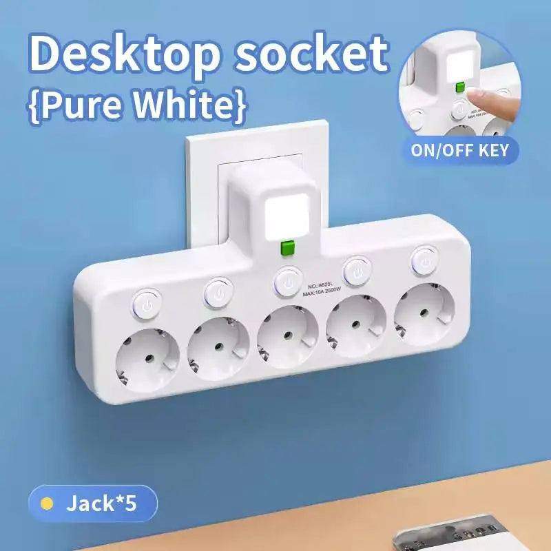 EU Plug 3/4/5 AC Outlet Power Strip Multiprise Wall Socket Universal Network Filter USB Cherger Separate Switch Light Adapter