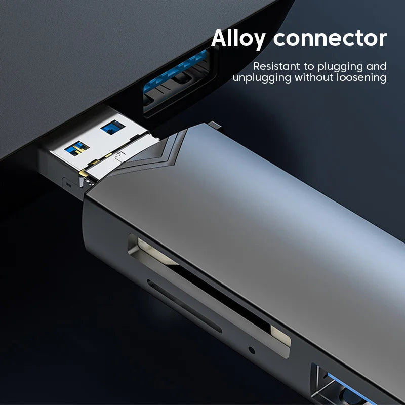 6 in 1 Card Reader USB3.0 to Type C Micro USB Universal OTG Adapter Multifunctional Adapter SD TF High-Speed Transmission