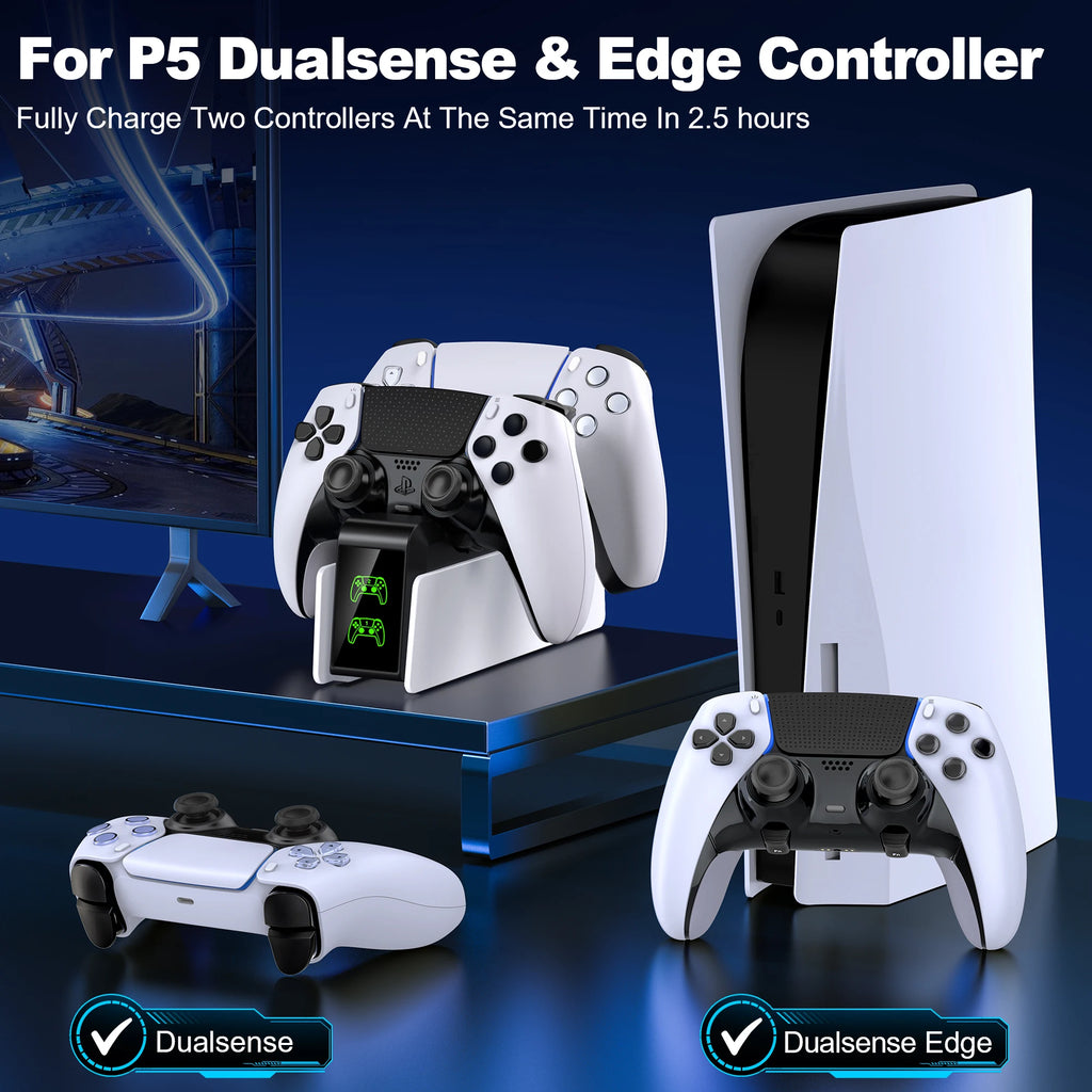 For PS5 Controller Charger DualSense Charging Station Dual Charging Dock Charger Stand for PlayStation5 Wireless Game Controller