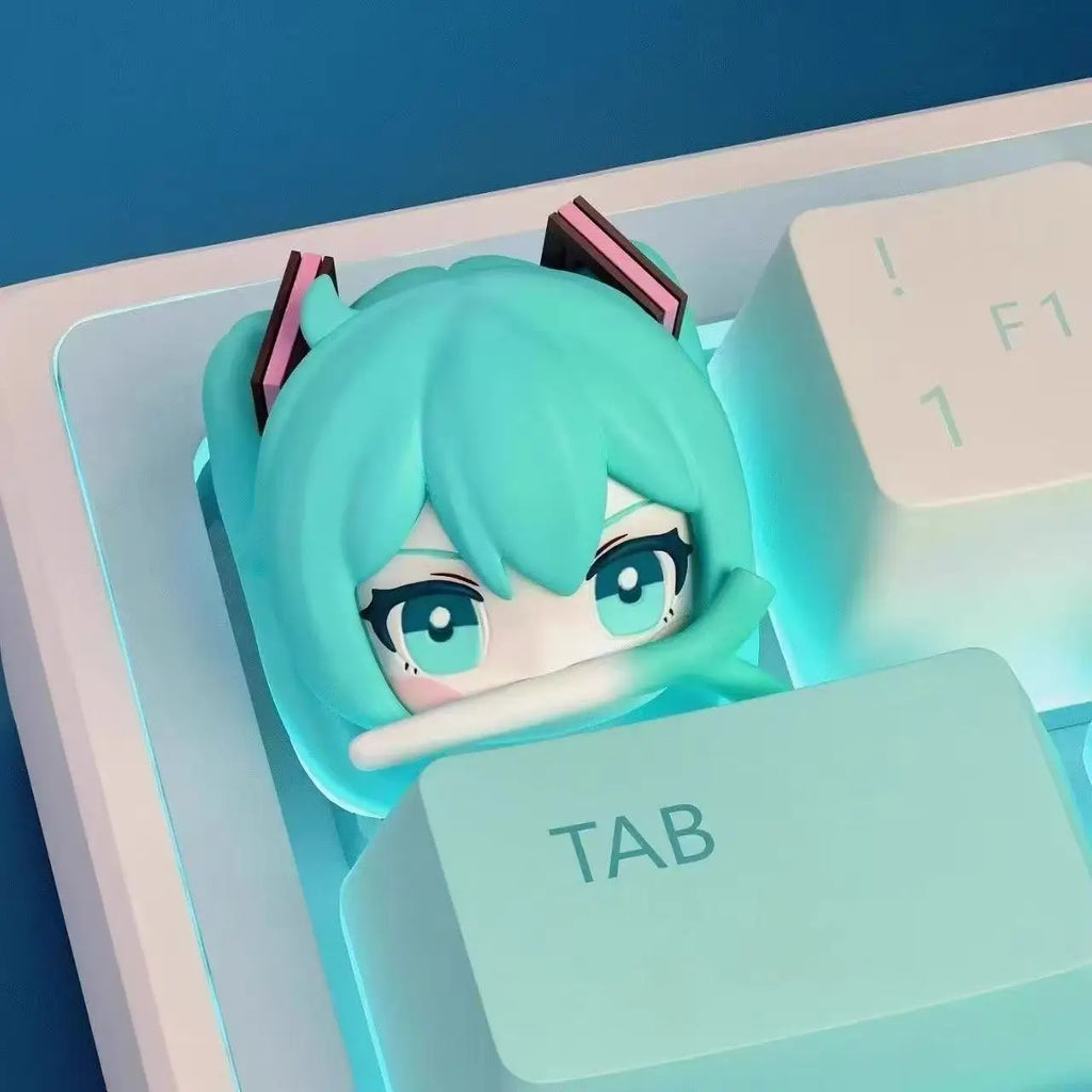 Cute Hatsune Miku Keycap Cartoon Resin Personalized 3d Keycap Creative Mechanical Keyboard Decoration Esc Anime Peripheral Gifts