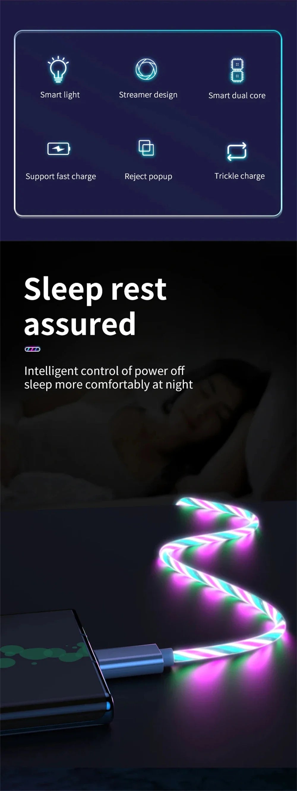 Glowing LED Light USB 3 IN 1 cable Phone Fast Charging Charger Luminous Type C Cable For Xiaomi iPhone Phone Accessories