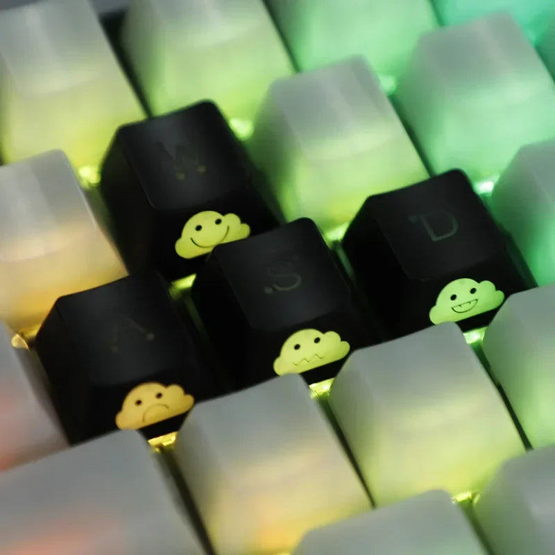 2025 New Cute Emo Keycap Set WASD Arrow Broadside Lighting Key Cap for Mechanical Keyboard Compatible with MX Switch