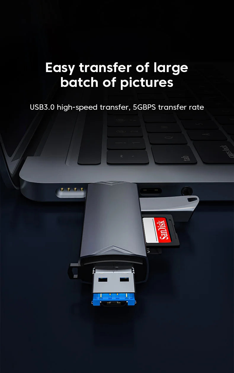 6 in 1 Card Reader USB3.0 to Type C Micro USB Universal OTG Adapter Multifunctional Adapter SD TF High-Speed Transmission