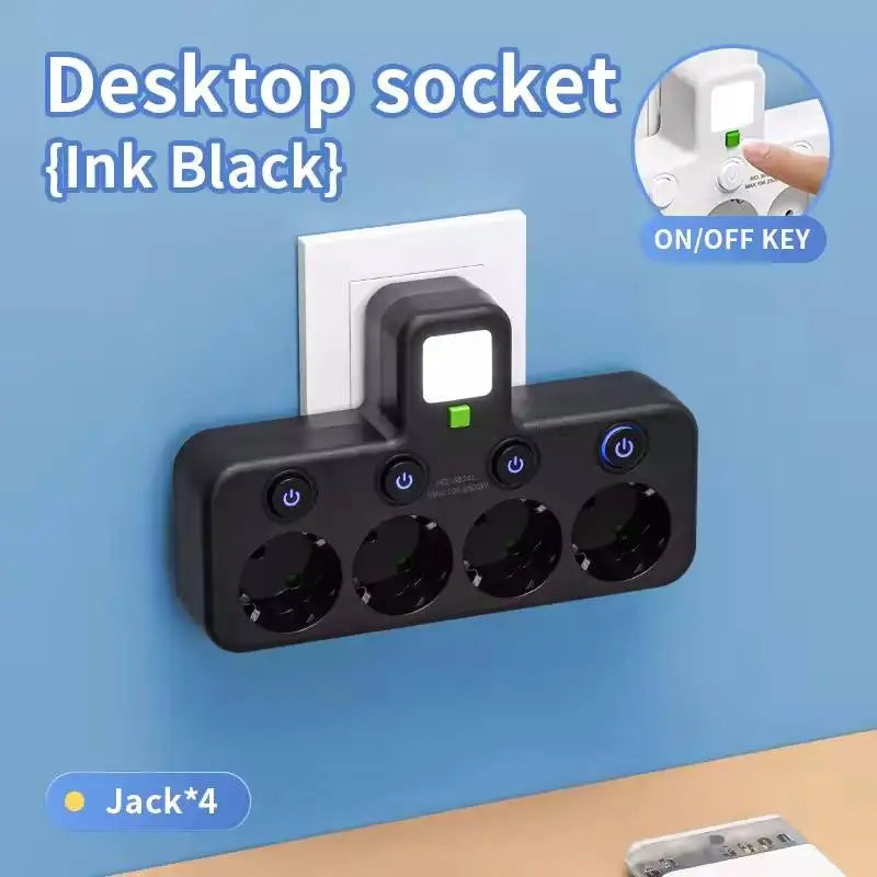 EU Plug 3/4/5 AC Outlet Power Strip Multiprise Wall Socket Universal Network Filter USB Cherger Separate Switch Light Adapter