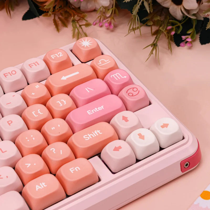 Gradient Neon Color Keycaps Set,137 Keys Custom MOA Profile Dye-Sublimation PBT Keycap For MX Swithes Mechanical Keyboards