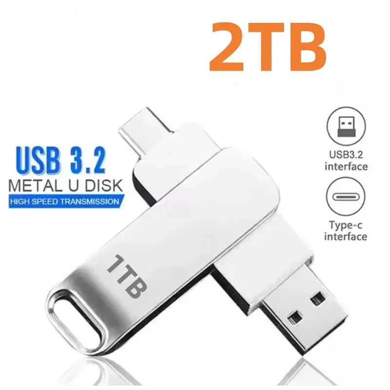DIXSG For Xiaomi 16TB Flash Drives USB 3.2  U Disk 2TB High Speed Metal Pendrive WaterProof Type-C Memoria USB Stick USB Drives
