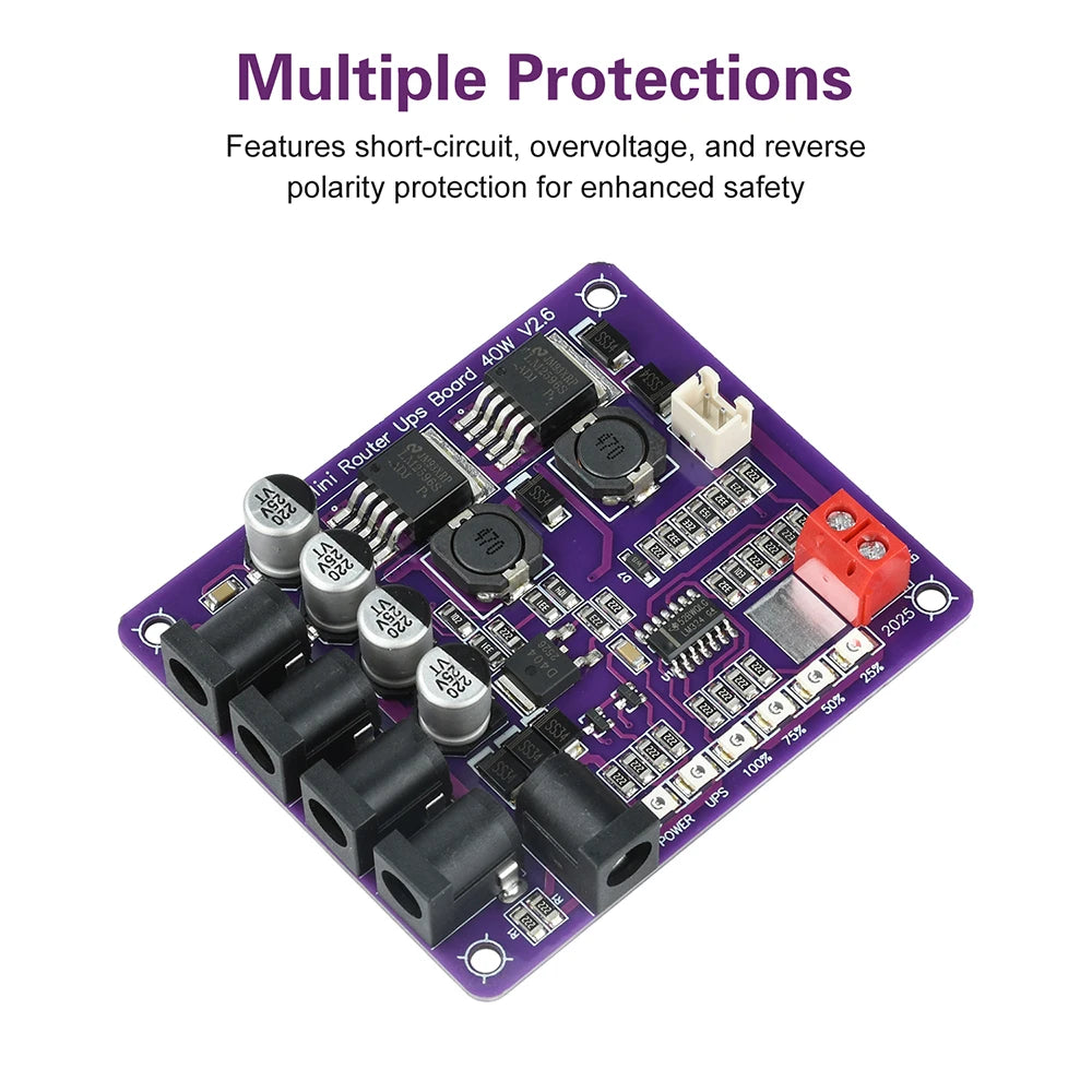 40W Mini Router UPS Board 5V 9V 12V 4-Channel Output Battery Charging Board For Router Uninterruptible Power Supply