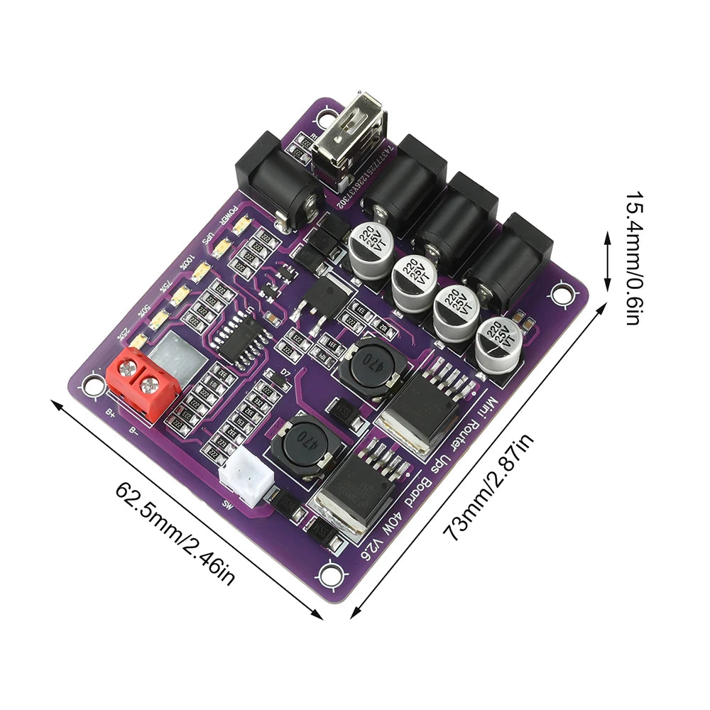 40W Mini Router UPS Board 5V 9V 12V 4-Channel Output Battery Charging Board For Router Uninterruptible Power Supply