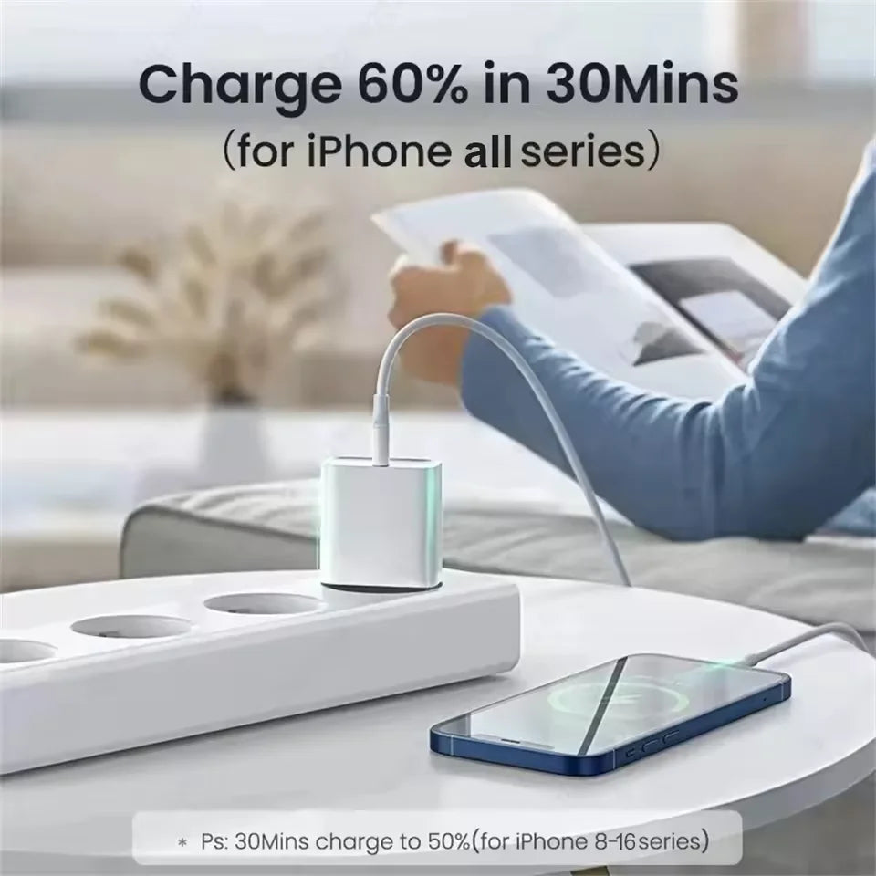 PD 40W Phone Fast Charger For iPhone 17 16 15 14 13 12 11 Pro Max 8 Plus iPad Fast Charging Type C Charge Cable USB C Data Line