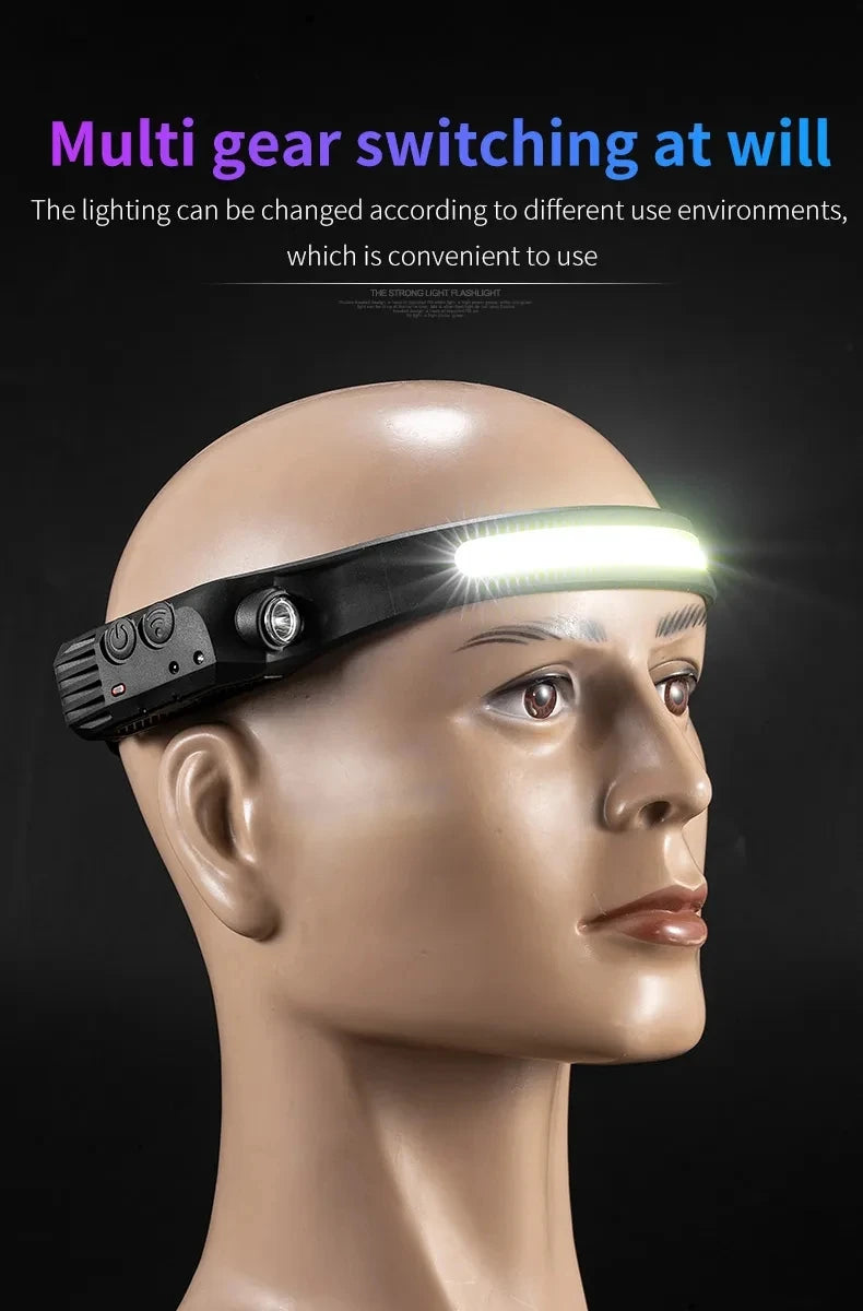 6 Modes LED Induction Headlamp COB Sensor Head Lamp Rechargeable Built-in Battery Flashlight Outdoor Work Lighting Headlights