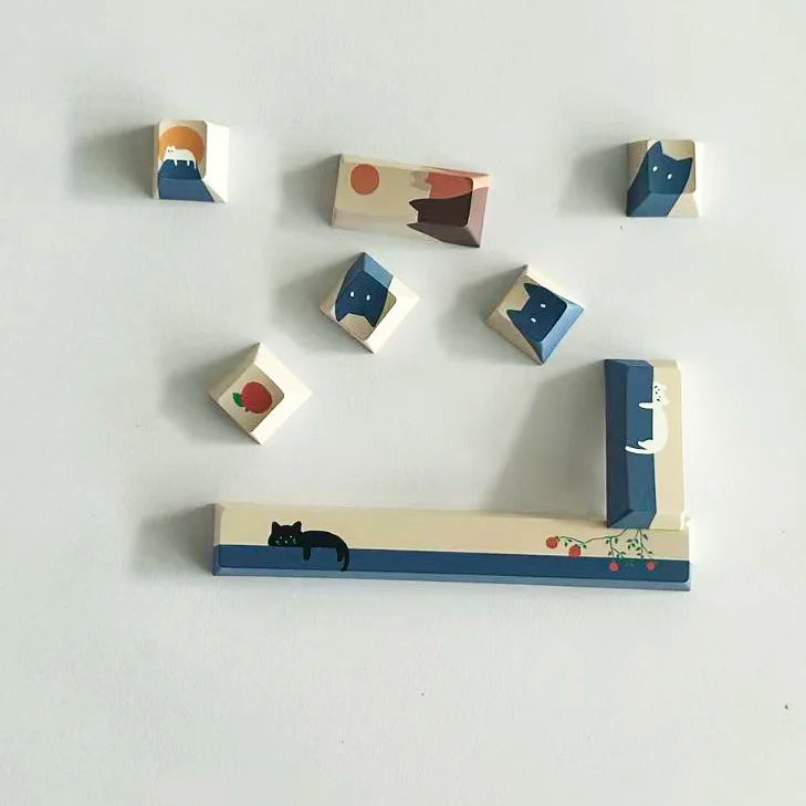 Cute Theme Personalized Addition Key Cap Eight Piece Set with Five Sides of Thermal Sublimation Cherry High Mechanical Keyboard