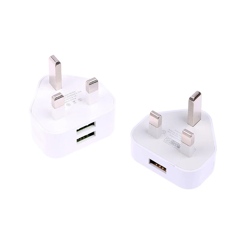 Universal UK Plug 3 Pin Wall Charger Adapter With 1/2 USB Ports Charging For Iphone 11 For Huawei Charging Charger