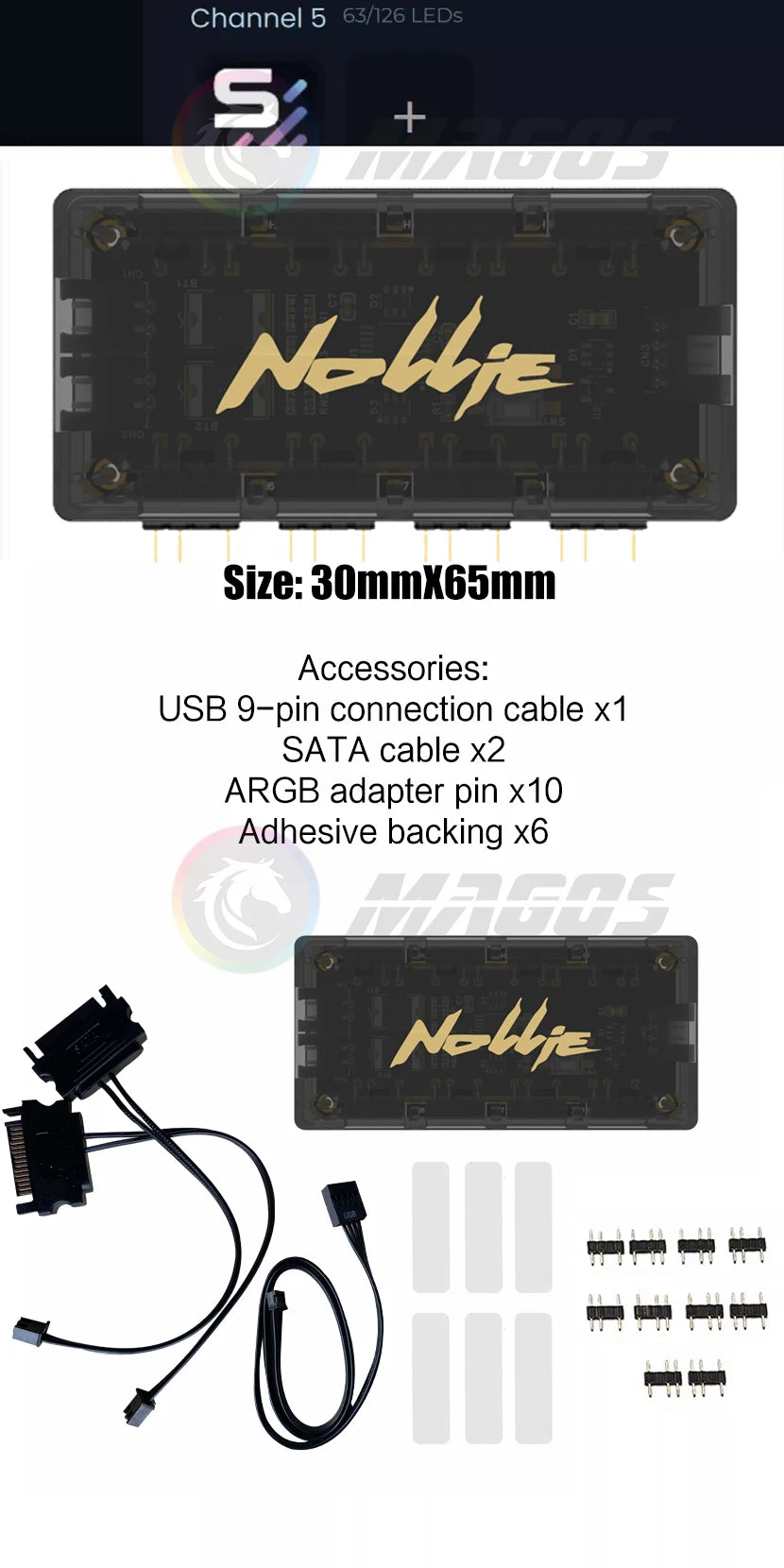 Nollie RGB Asynchronous Controller HUB 8/16 Ways Addressable ARGB Splitter Support Software Signal-RGB/OpenRGB Management
