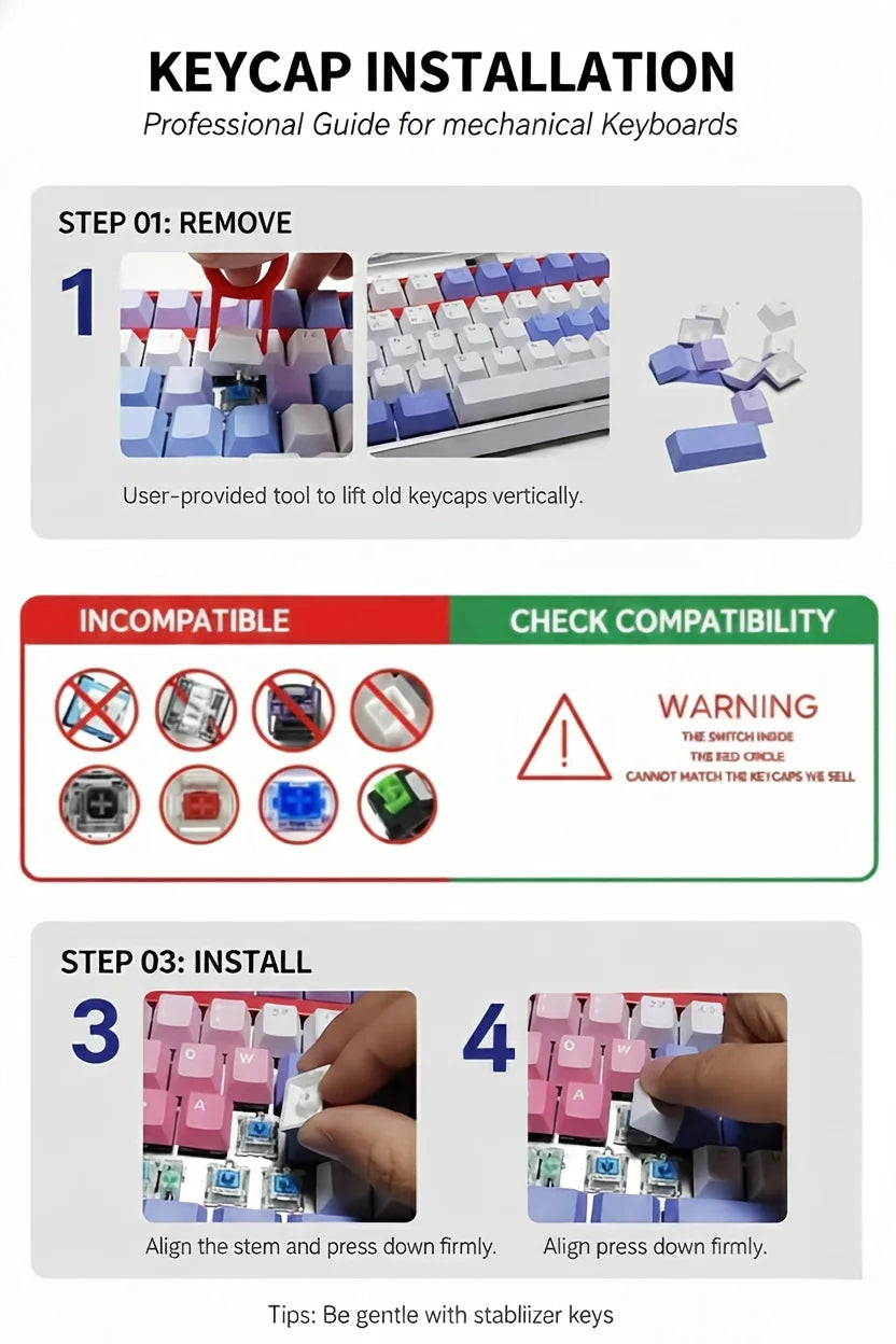 2pcs Cute Cat Keycaps Mechanical Keyboard Kawaii DIY Key Cap Set Cherry MX Switch ESC Replacement Aesthetic Desk Decor Gamer Gif