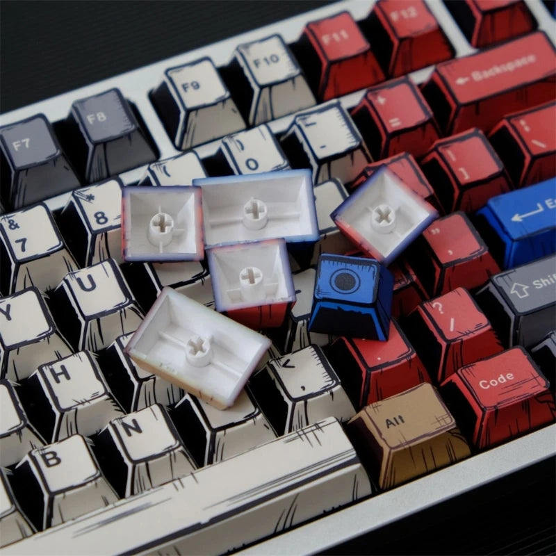 Colorful Keycap Set 151Keys Heat Sublimated PBT Keycaps for Mechancial Keyboards and Creative Designers F19E