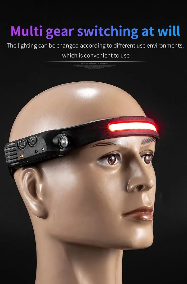 6 Modes LED Induction Headlamp COB Sensor Head Lamp Rechargeable Built-in Battery Flashlight Outdoor Work Lighting Headlights