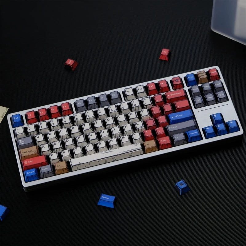 Colorful Keycap Set 151Keys Heat Sublimated PBT Keycaps for Mechancial Keyboards and Creative Designers F19E