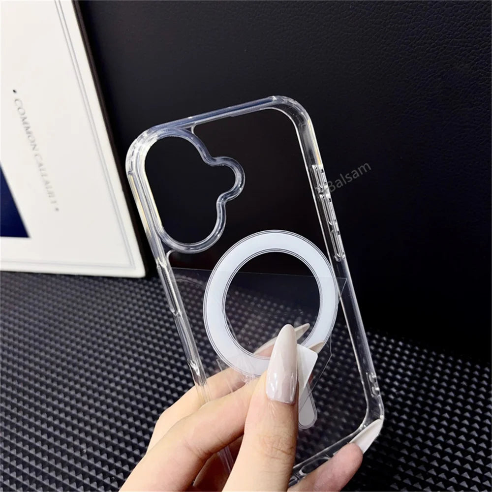 Original For Magsafe Magnetic Wireless Charging Case For iPhone 18 17 Air 16 15 14 13 12 11 Pro Max Plus Mini Clear Back Cover
