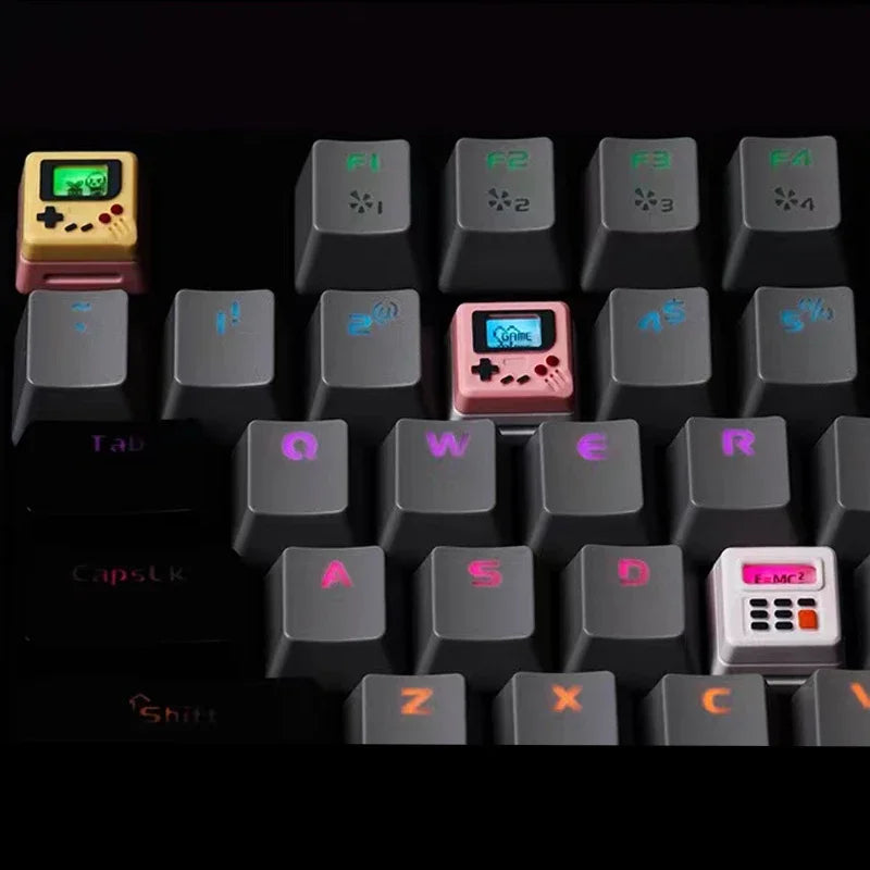 K-04 3-in-1 Creative Retro Transparent Keycap Set for Mechanical Keyboards, Cute Game Console Replacement Keycaps Accessories