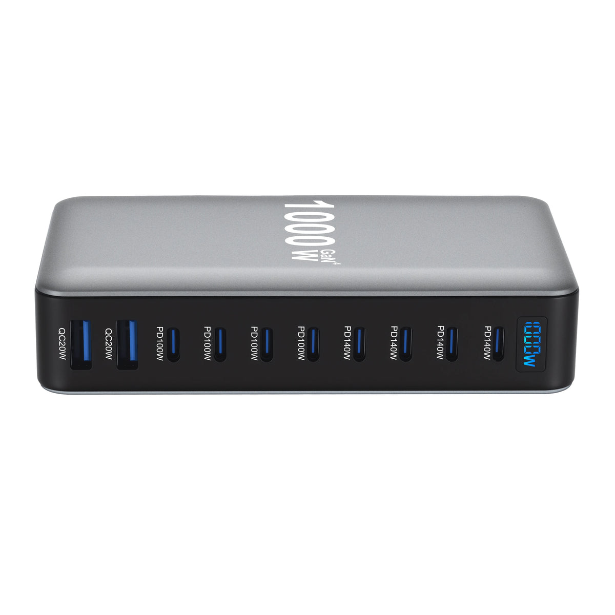 1000W 10-Port GaN Desktop Adapter 140W PD Fast Charging for MacBook Pro Laptop, 100W for Phone Tablet, Multi Port USB Hub Statio