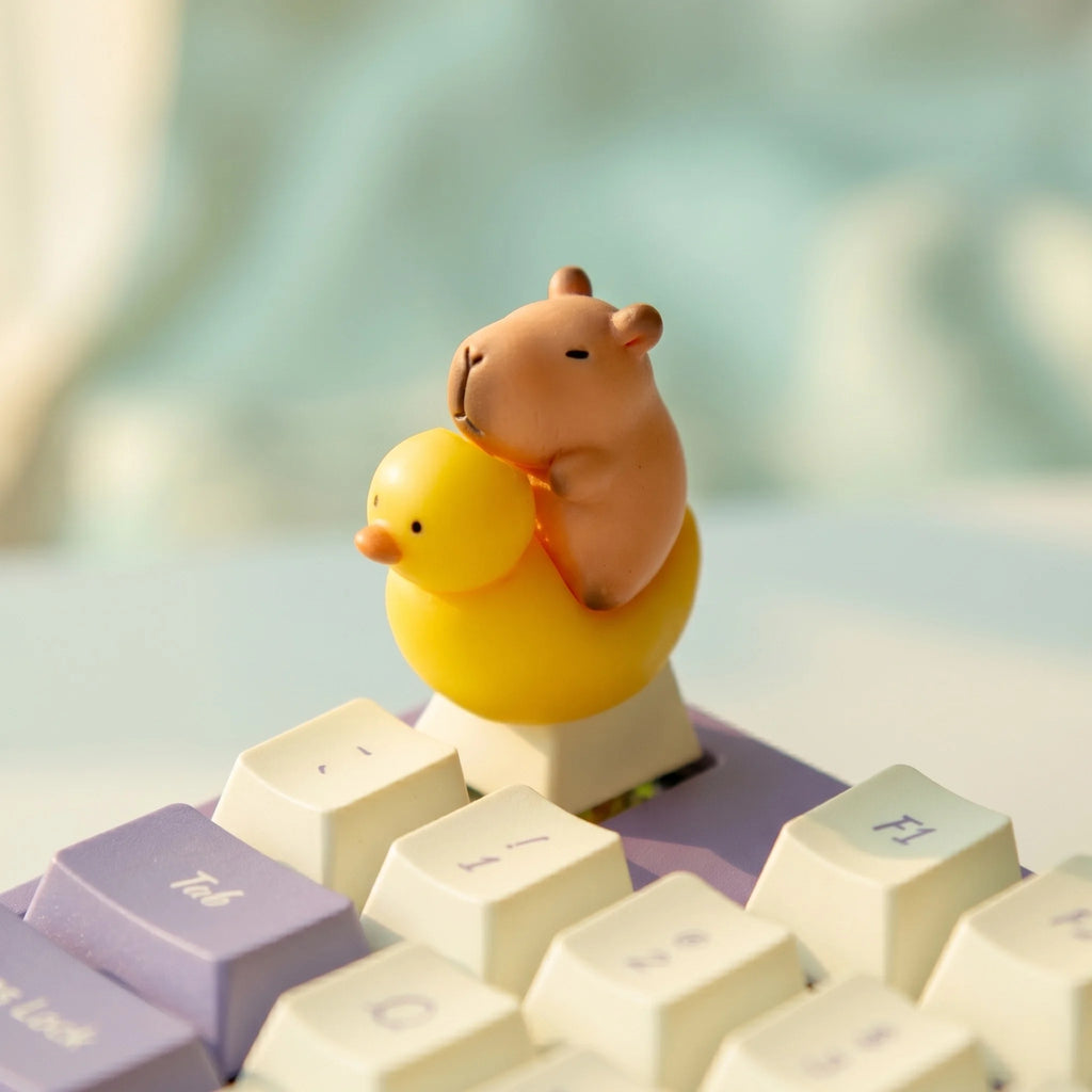 Cute Capybara Keycaps Set Cartoon Animal Design Mechanical Keyboard Key Caps DIY Custom Accessories Office Desk Decor Gift