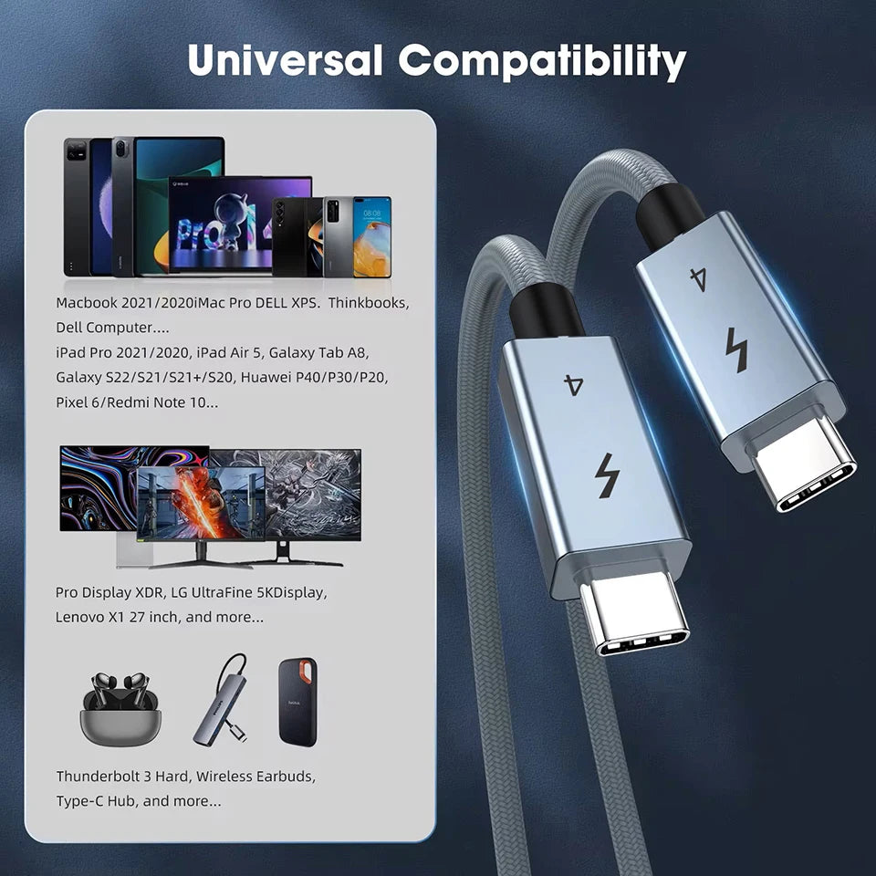UGOURD USB C Thunderbolt 4 40Gbps USB4 Cable USB Type C to C 240W Fast Charging Cable Thunderbolt3 for EGPU SSD iPad MacBook Air