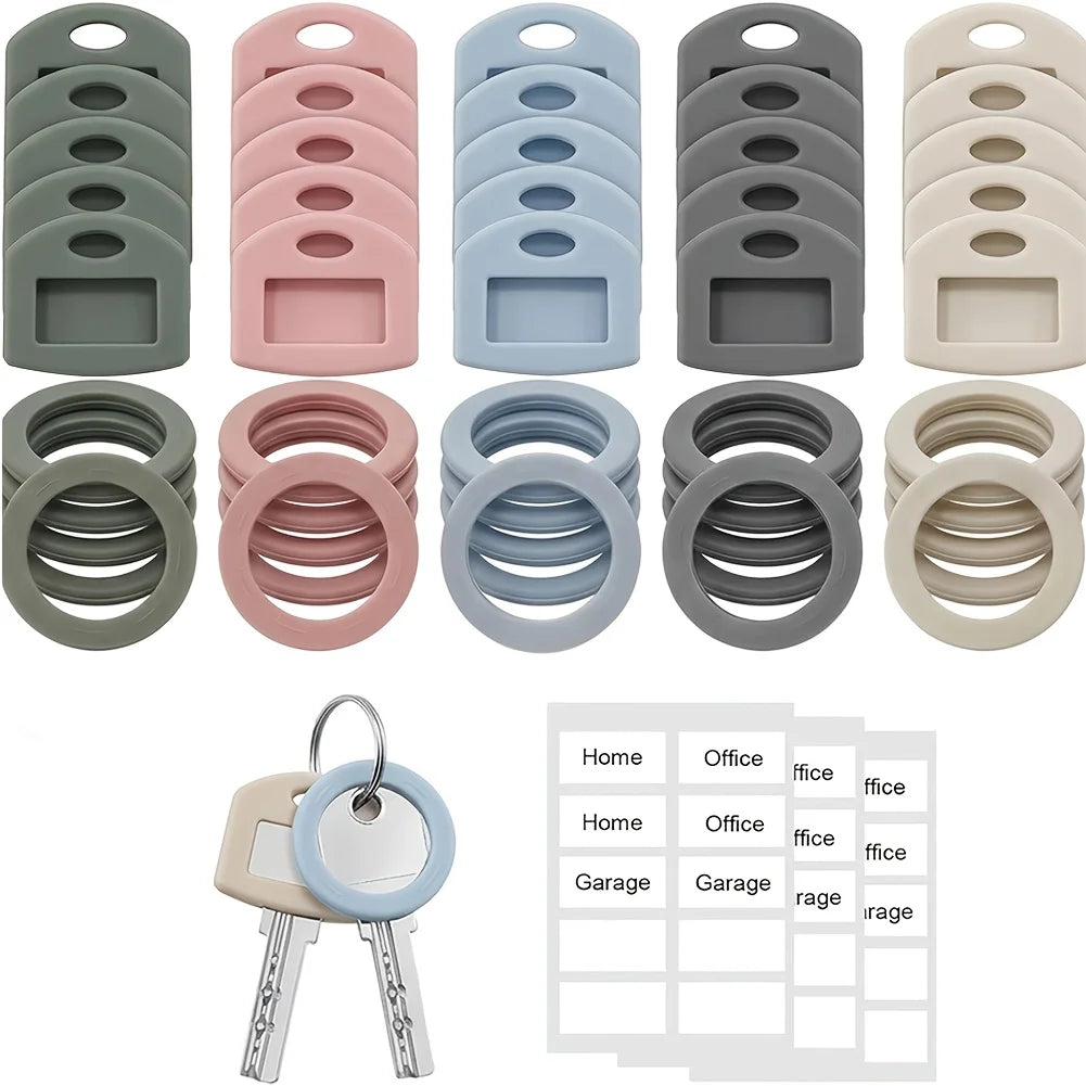 20-piece silicone key caps, in random colors, suitable for household, office and house keys, as a cover for key heads.