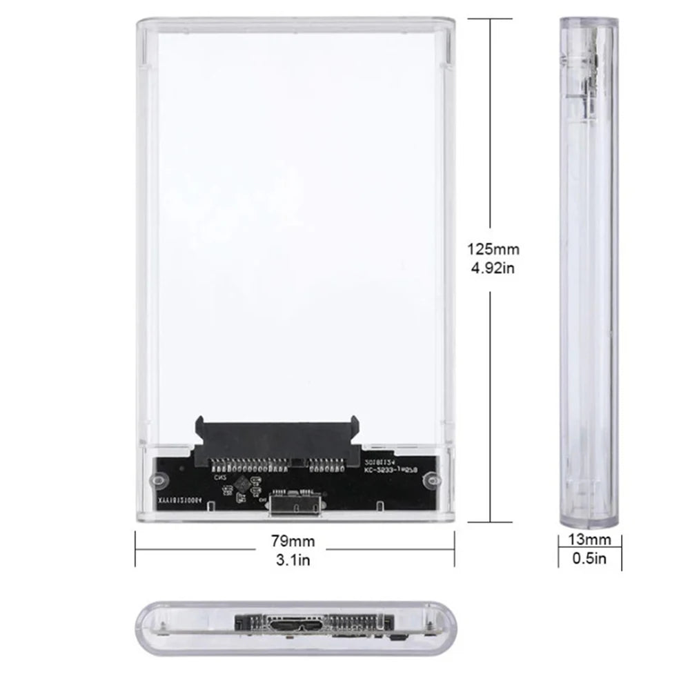 USB 3.0 HDD Enclosure 2.5inch SATA SSD Hard Drive Case with 5Gbps Transfer Speed Mobile External Housing Harddisk Boxs Cable