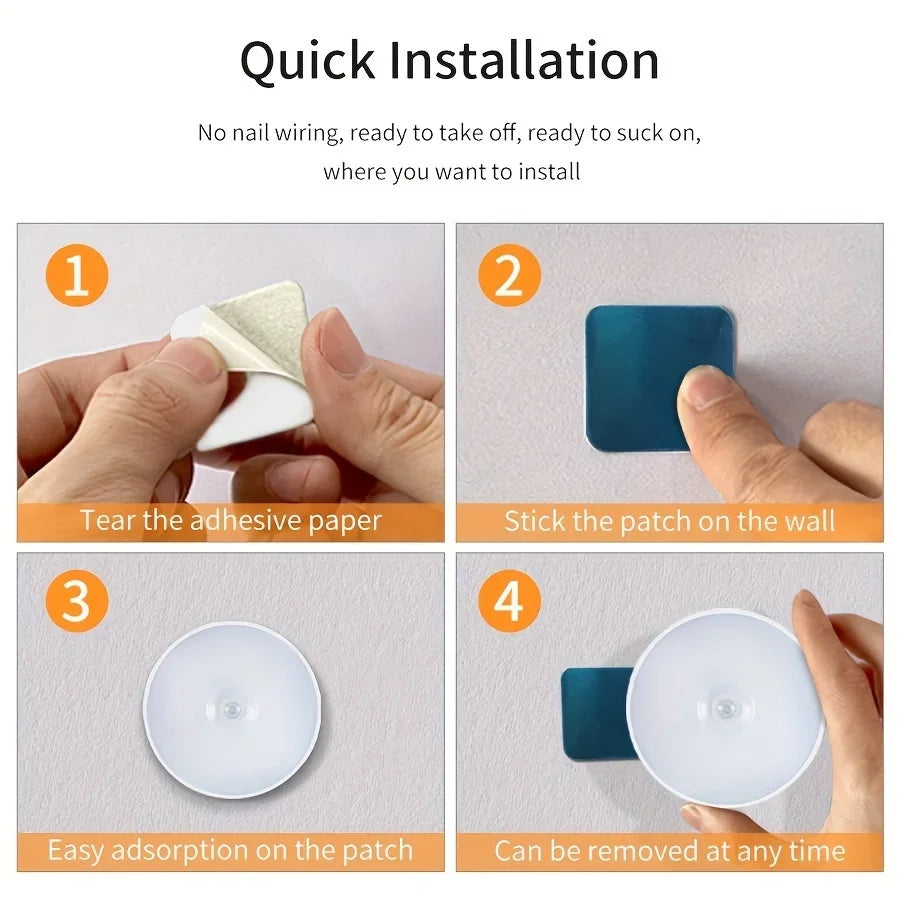 1pc Motion Sensor Night Light - Wireless LED Detector Lamp for Bedroom, Staircase, Closet, and Room Decor-night