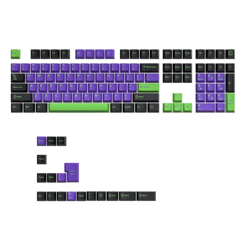 KUXM Unit-01 Inner Purple PBT Keycaps 126 Keys Full Set OEM Profile Mechanical Keyboard