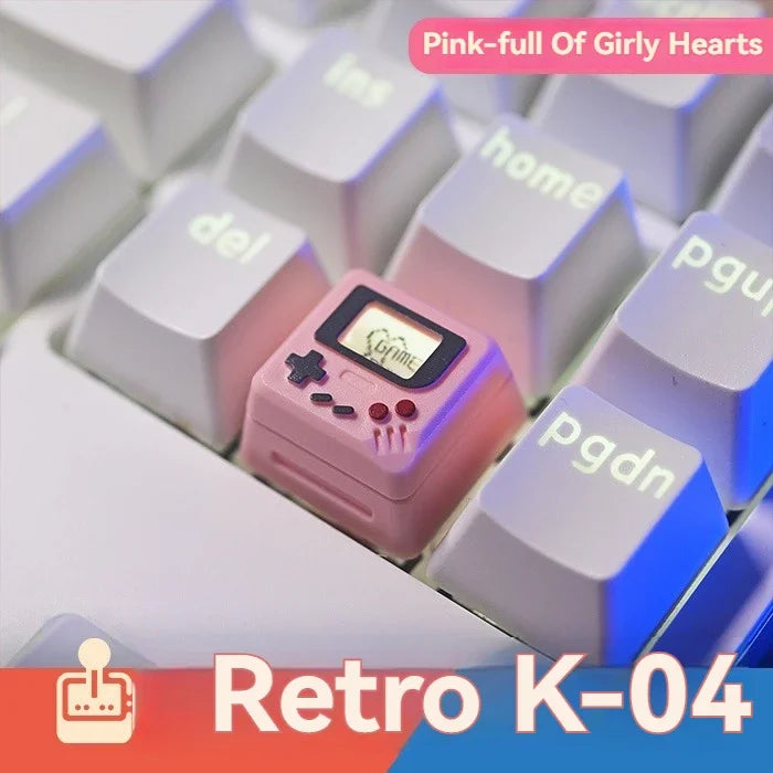 K-04 3-in-1 Creative Retro Transparent Keycap Set for Mechanical Keyboards, Cute Game Console Replacement Keycaps Accessories