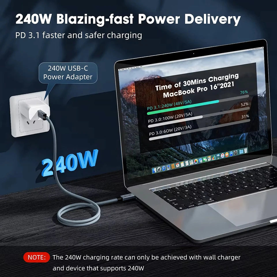 UGOURD USB C Thunderbolt 4 40Gbps USB4 Cable USB Type C to C 240W Fast Charging Cable Thunderbolt3 for EGPU SSD iPad MacBook Air