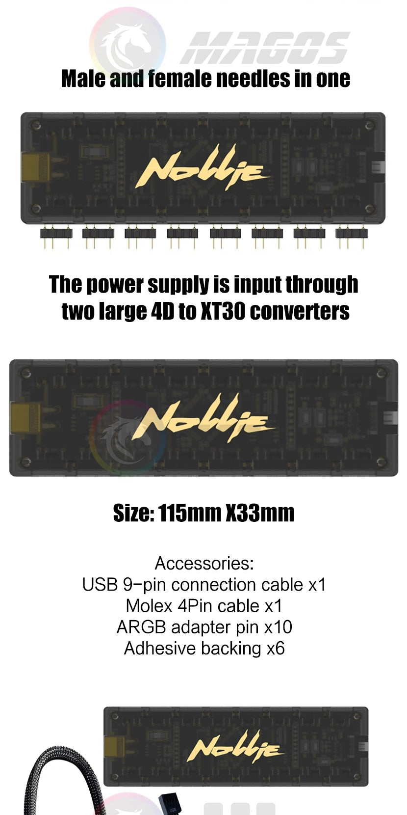 Nollie RGB Asynchronous Controller HUB 8/16 Ways Addressable ARGB Splitter Support Software Signal-RGB/OpenRGB Management