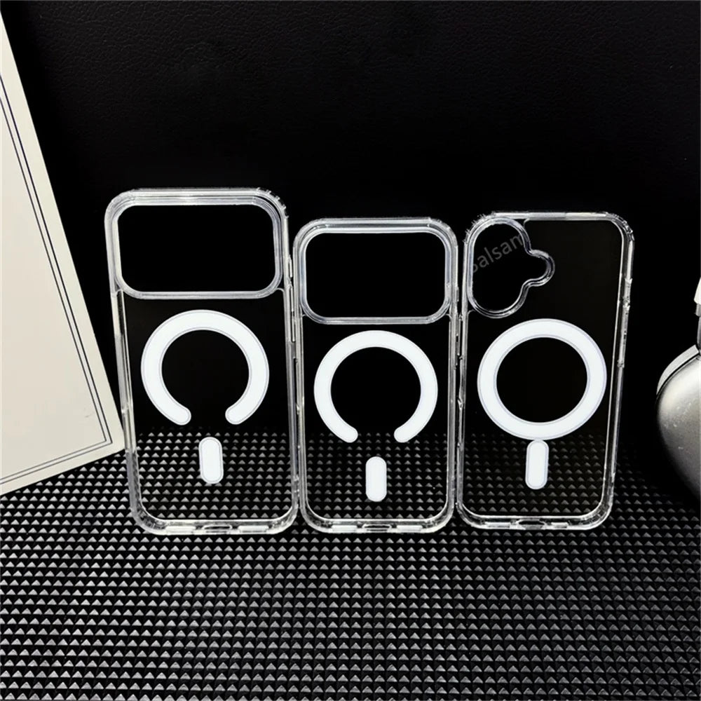 Original For Magsafe Magnetic Wireless Charging Case For iPhone 18 17 Air 16 15 14 13 12 11 Pro Max Plus Mini Clear Back Cover