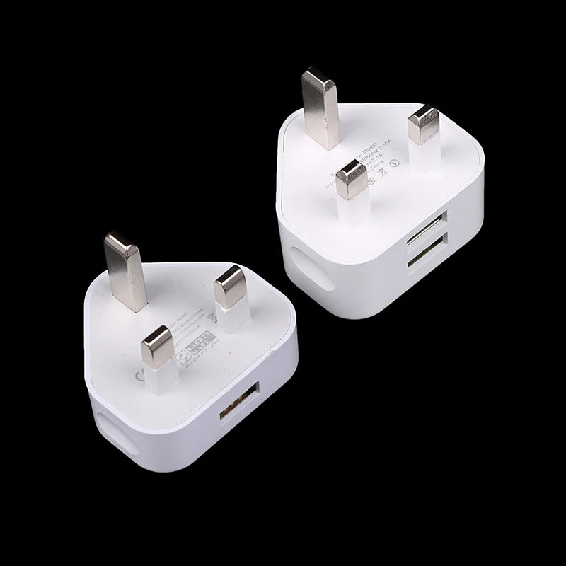 Universal UK Plug 3 Pin Wall Charger Adapter With 1/2 USB Ports Charging For Iphone 11 For Huawei Charging Charger