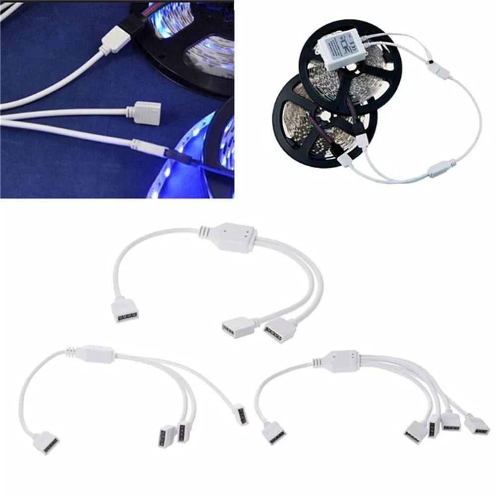 LED Strip Connector Female Connector LED Strip Adapter 4Pin RGB Splitter 4 Pin Splitter Cable RGB Extension Cable RGB Connector