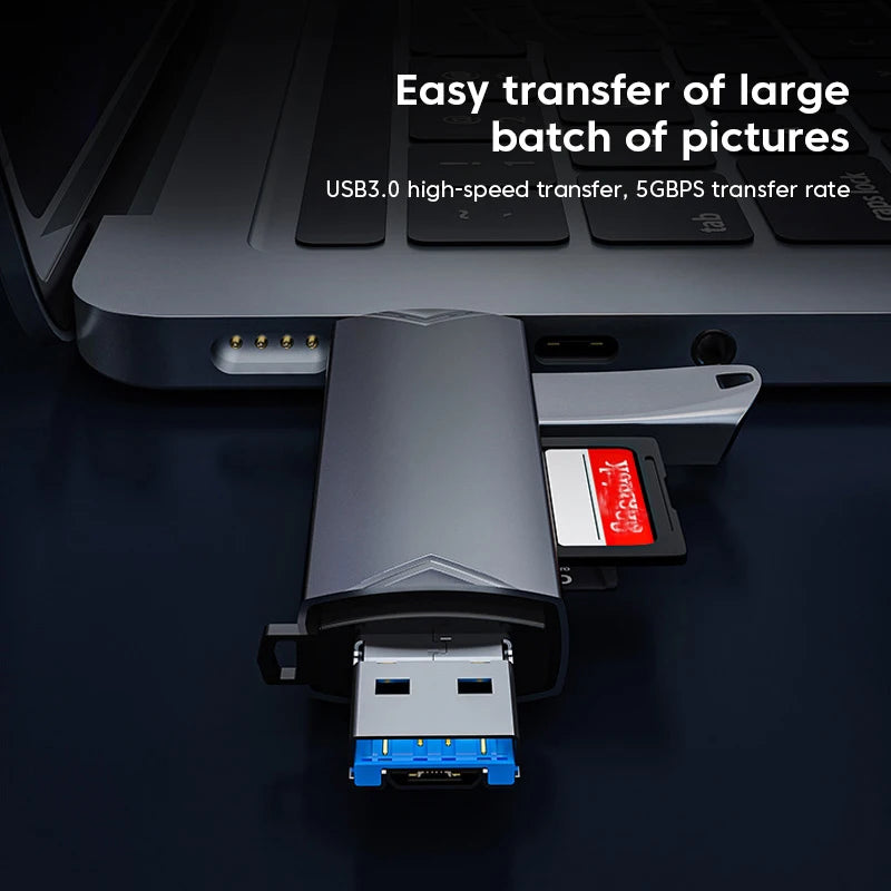6 in 1 Card Reader USB3.0 to Type C Micro USB Universal OTG Adapter Multifunctional Adapter SD TF High-Speed Transmission