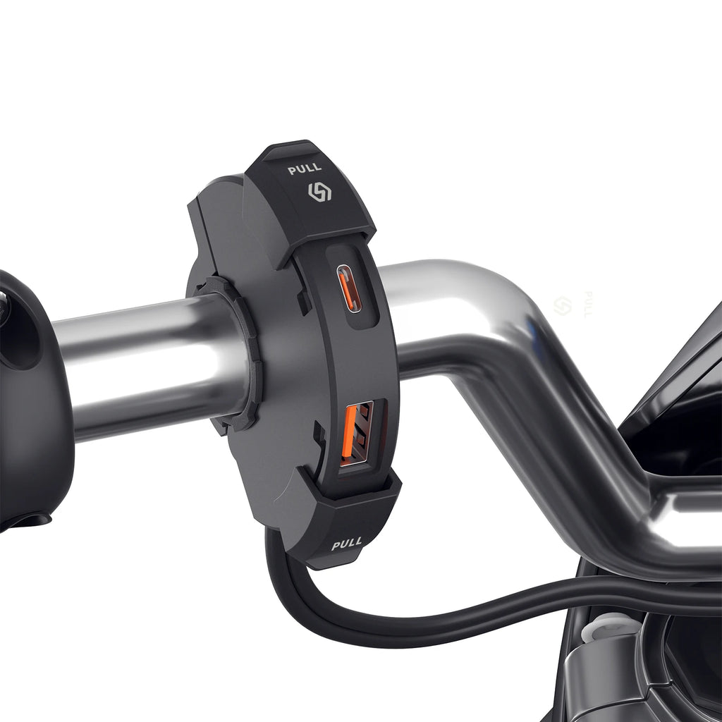48W Quick Charge PD+QC3.0 Phone Charger Motorcycle USB Socket Waterproof Handlebar Mounting Bracket 12V-24V Power Adapter