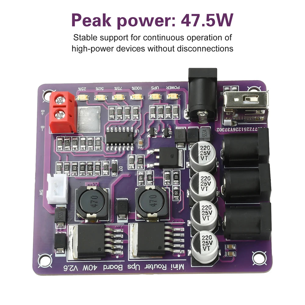 40W Mini Router UPS Board 5V 9V 12V 4-Channel Output Battery Charging Board For Router Uninterruptible Power Supply