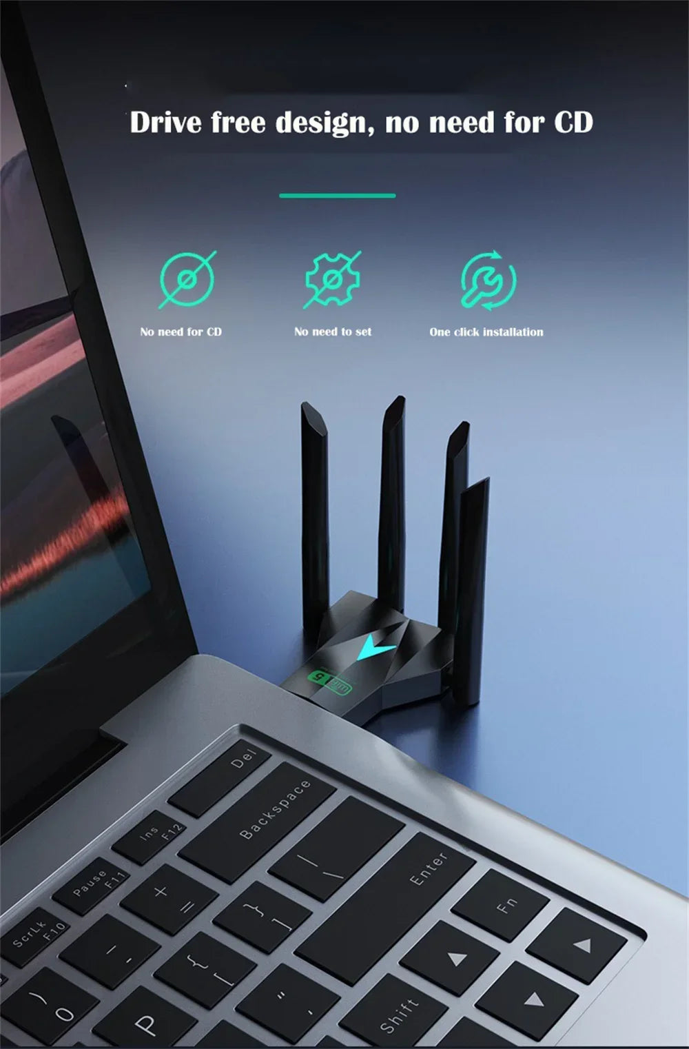 1300Mbps WiFi USB Adapter Dual Band 2.4G/5Ghz Wi-Fi Dongle USB3.0 High-Speed 802.11AC 4-Antennas Wireless Receiver Driver Free