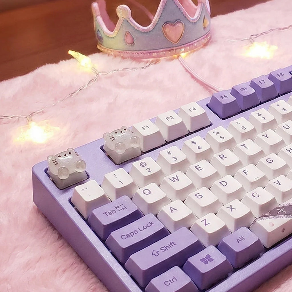 2pcs Cute Cat Keycaps Mechanical Keyboard Kawaii DIY Key Cap Set Cherry MX Switch ESC Replacement Aesthetic Desk Decor Gamer Gif