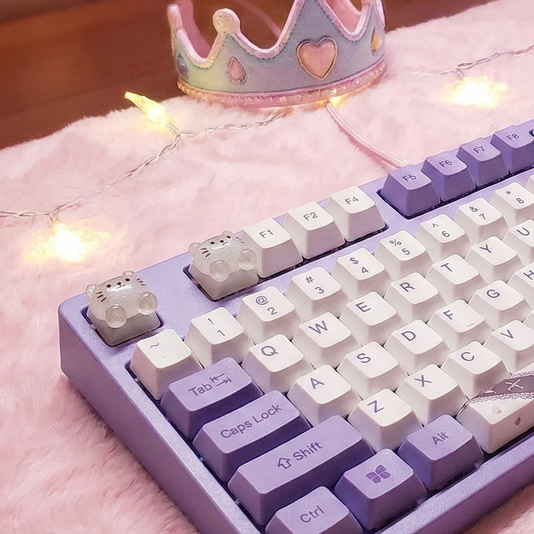 2pcs Cute Cat Keycaps Mechanical Keyboard Kawaii DIY Key Cap Set Cherry MX Switch ESC Replacement Aesthetic Desk Decor Gamer Gif