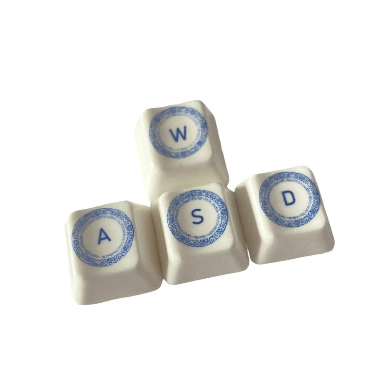 Nezha Wind Fire Wheels Ceramic Keycap Set WASD 4 Keys Custom Keycaps for Mechanical Keyboard Caps Smooth Glaze Key Caps PC Gifts