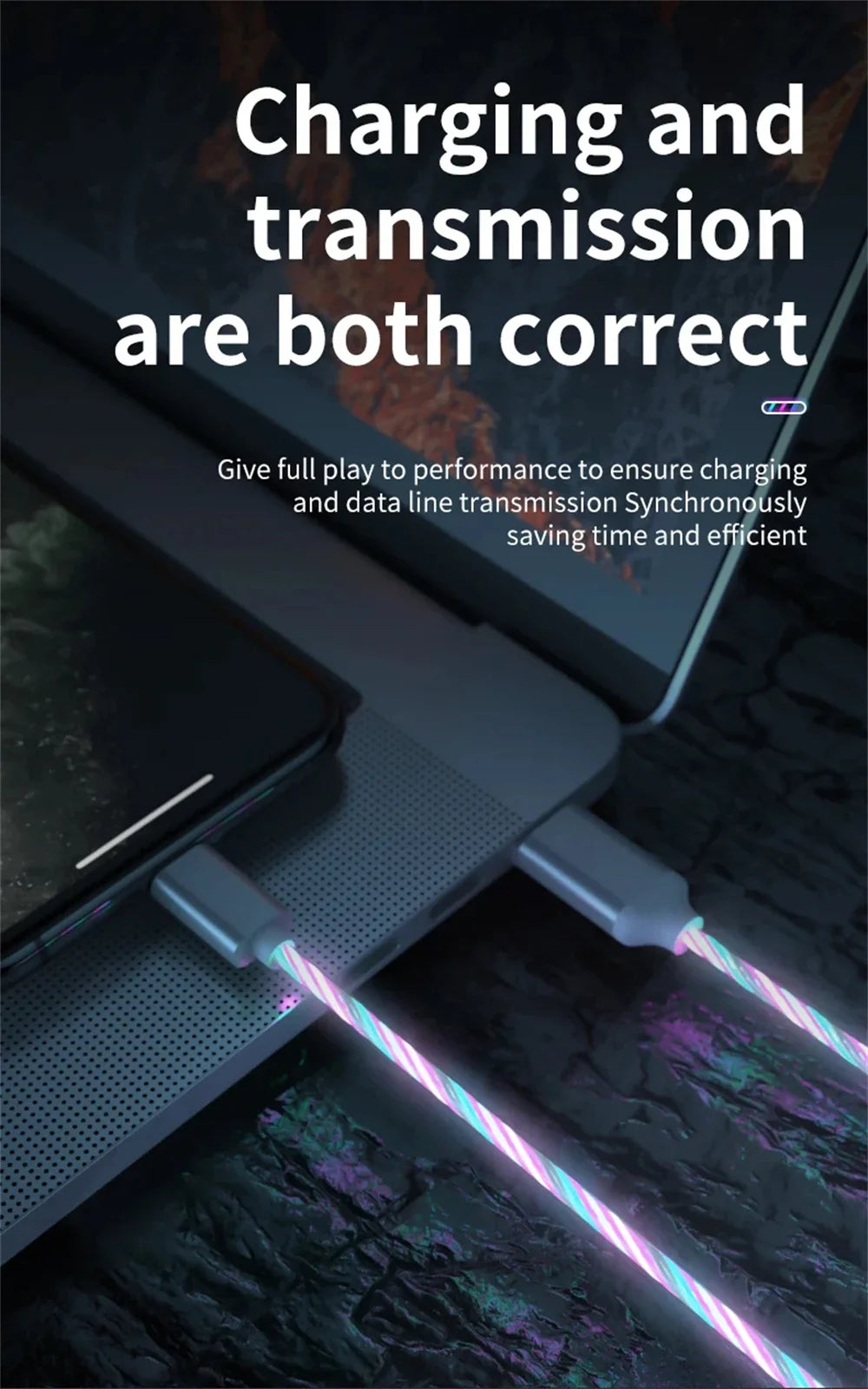 Glowing LED Light USB 3 IN 1 cable Phone Fast Charging Charger Luminous Type C Cable For Xiaomi iPhone Phone Accessories