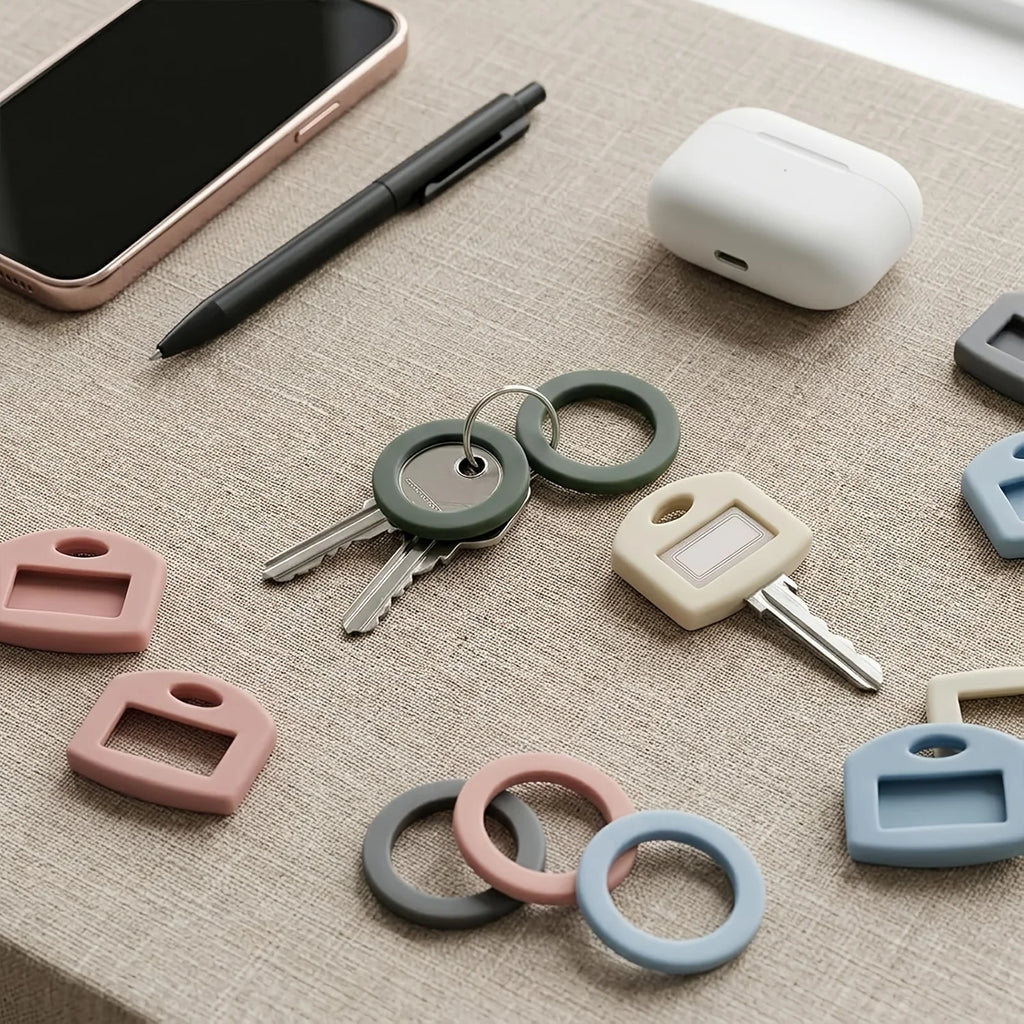 20-piece silicone key caps, in random colors, suitable for household, office and house keys, as a cover for key heads.