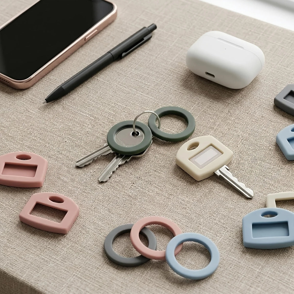20-piece silicone key caps, in random colors, suitable for household, office and house keys, as a cover for key heads.