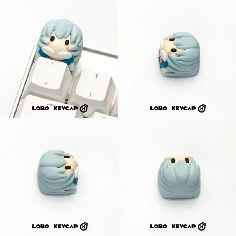 Evangelion Keycap Anime Kawaii Girl Q Version Asuka Resin Keycaps Cartoon Toy Ayanami Rei Personalized Keycaps Decorate Gift